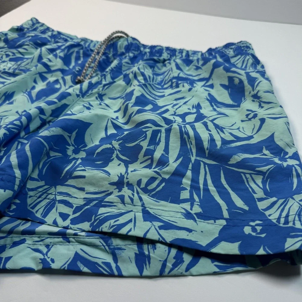 Columbia Shorts Men's XL Blue Green Tropical Floral Swim Trunks Mesh‎